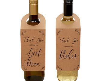 Hearts & Krafts Etiquetas para Botellas Best Man y Usher, Paquete de 3 Regalos, Kraft marrón, 8 x 15 cm