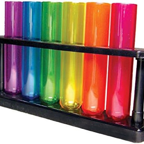 Test Tube Shooters Shot Glasses - 6 Acetate Tubes in a rack