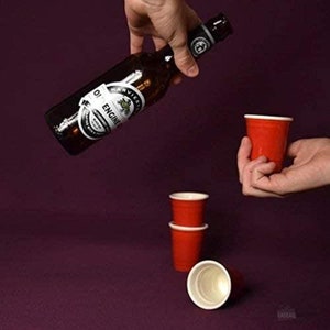 Mini Red Cup Shot Glass Set 4 Pack Ceramic Red Shot Drink Party Game image 4