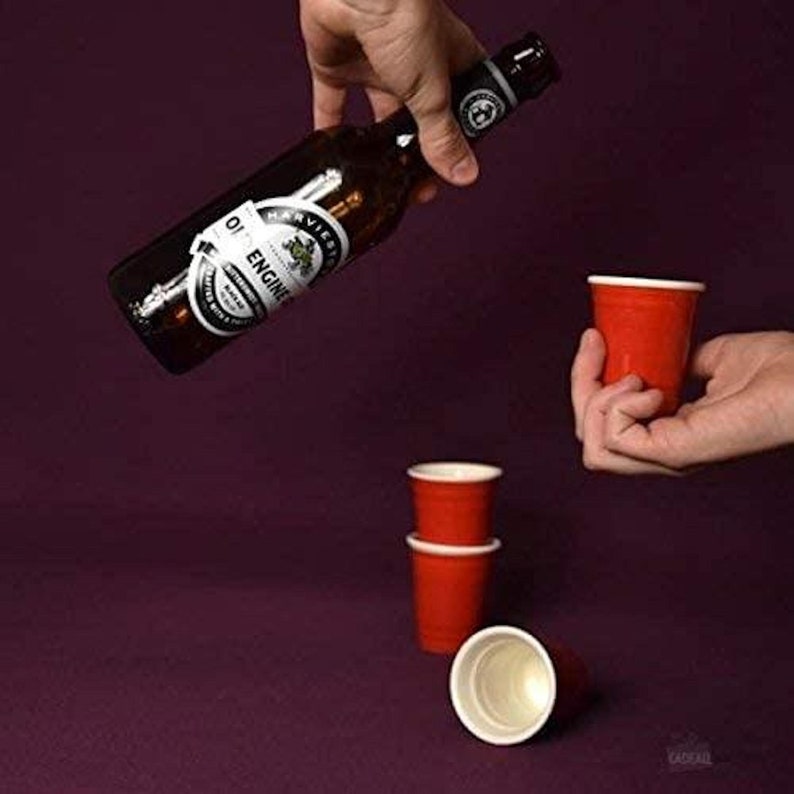 Mini Red Cup Shot Glass Set 4 Pack Ceramic Red Shot Drink Party Game image 4