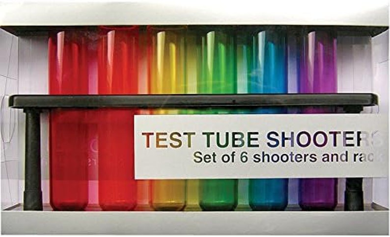 Vasos de chupito Test Tube Shooters 6 tubos de acetato en una rejilla imagen 3