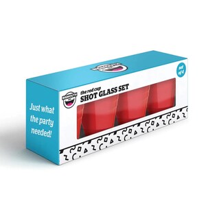 Mini Red Cup Shot Glass Set 4 Pack Ceramic Red Shot Drink Party Game image 5