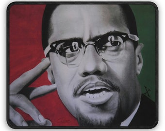 Malcolm X Mouse Pad Black Excellence Owned Black History Month Artist 1865 Juneteenth Kwanzaa Regalo para él Su arte afroamericano