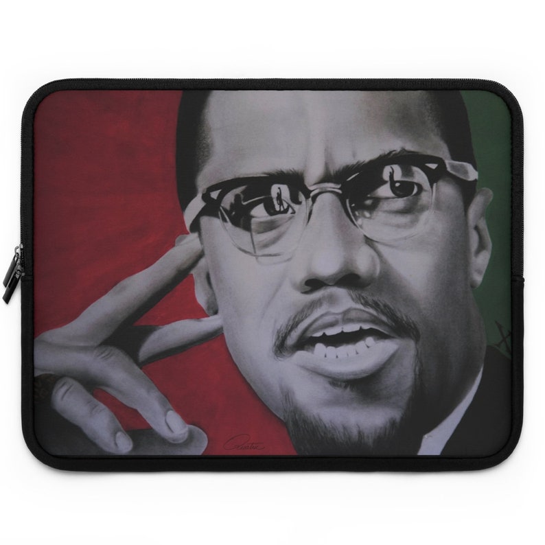 Malcolm X Laptop Sleeve 7 10 13 15 17 pulgadas MacBook Pro Air iPad Black Excellence Owned Black History Month Juneteenth Kwanzaa For Him Her imagen 1