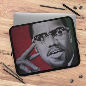 Malcolm X Laptop Sleeve 7 10 13 15 17 pulgadas MacBook Pro Air iPad Black Excellence Owned Black History Month Juneteenth Kwanzaa For Him Her imagen 2