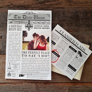 Printable Newspaper invitation with RSVP card