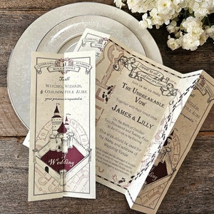 Invitación imprimible con mapa del castillo para boda (carta/A4)