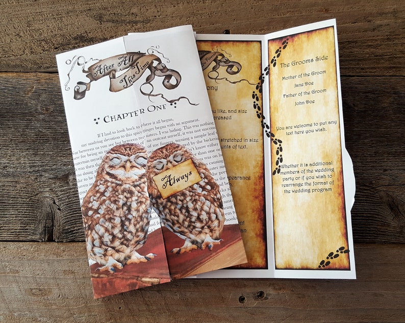 Printable Cuddling Owls Invitation/ Wedding Program Editable text image 1