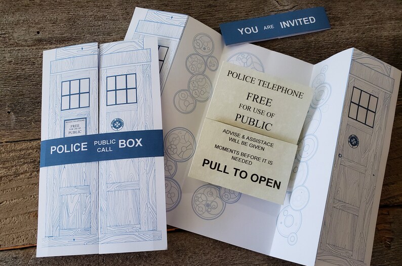Printable Police Box Invitation Editable text | Etsy