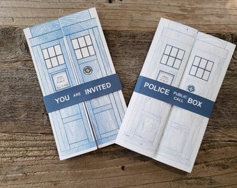 Printable Police Box Invitation (Editable text)
