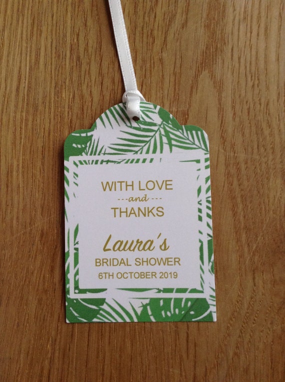 Tropical Palm Leaf Thank You Gift Tag~For Birthday Bridal Baptism Baby Shower