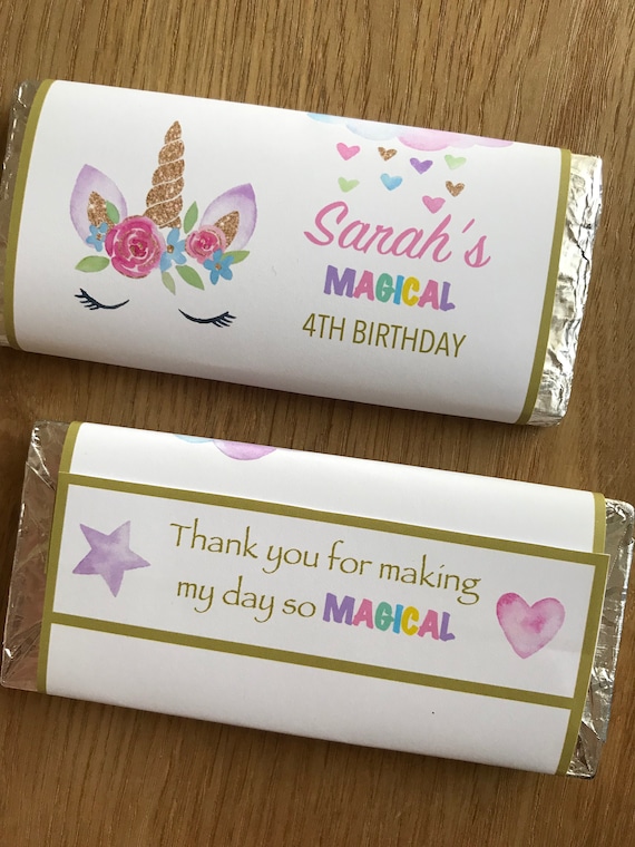 unicorn Birthday Chocolates Personalised to suit