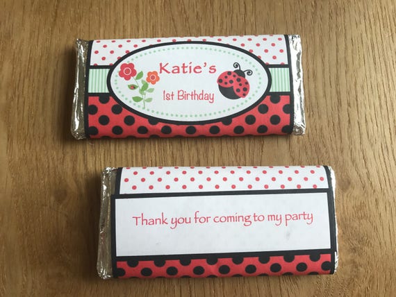 Party FAVOUR CHOCOLATES ANY OCCASION Personalised LADYBIRD Birthday Shower