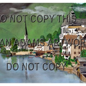 Hallstadt Austria Prints - Juried Show Church Village Water City Town Europe European Giclee Print Unframed