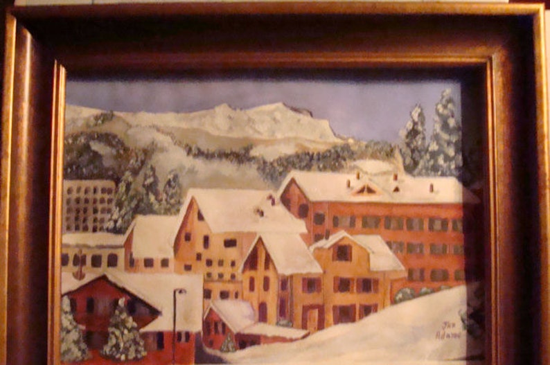 GRINDELWALD SWITZERLAND Juried Show Winter City Village Watercolor Swiss Alps Skiing Town Europe Grindlewald European Ski Mountains image 4