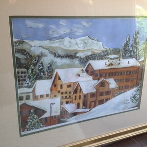 GRINDELWALD SWITZERLAND Juried Show Winter City Village Watercolor Swiss Alps Skiing Town Europe Grindlewald European Ski Mountains image 3