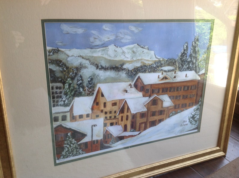 GRINDELWALD SWITZERLAND Juried Show Winter City Village Watercolor Swiss Alps Skiing Town Europe Grindlewald European Ski Mountains image 3