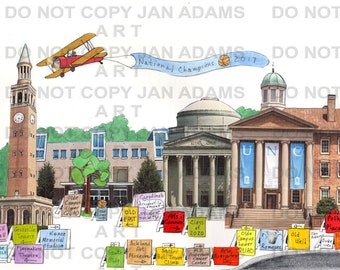 UNC Chapel Hill - UNIVERSITY of North Carolina - Graduation Gift "Full of Memories", Old Well, Tar Heels, Dean Dome, basketball, college