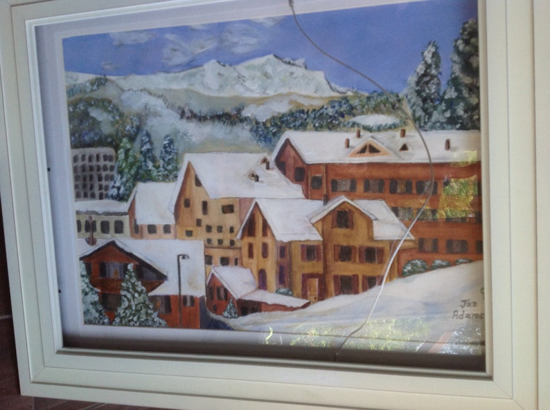 GRINDELWALD SWITZERLAND Juried Show Winter City Village Watercolor Swiss Alps Skiing Town Europe Grindlewald European Ski Mountains image 5