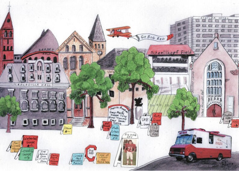 CORNELL University, Ithica, New York, Watercolor Painting Graduation Gift Full of Memories, Coming Soon image 2