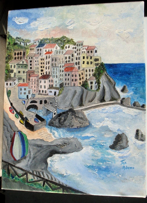 CINQUE TERRE ITALY Original Oil 12x16 Painting on Stretched Canvas and ...
