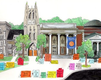 DUKE UNIVERSITY- Watercolor Painting for Graduation Gift "Full of Memories" or Retirement or House Warming gift