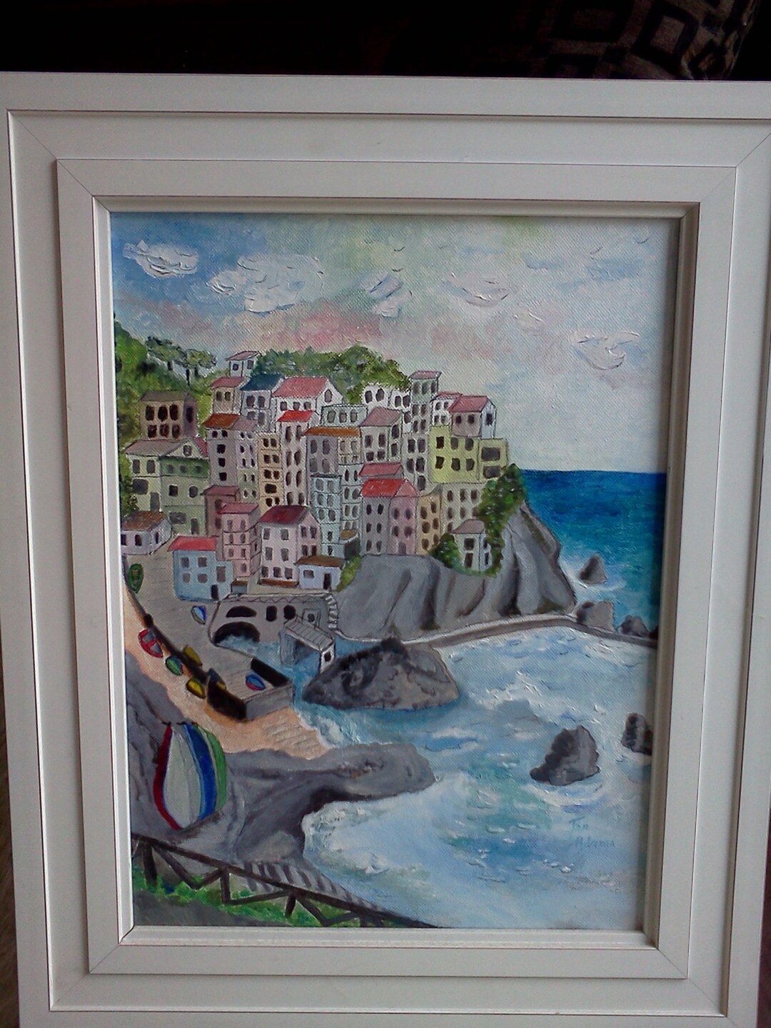 CINQUE TERRE ITALY Original Oil 12x16 Painting on Stretched Canvas and ...