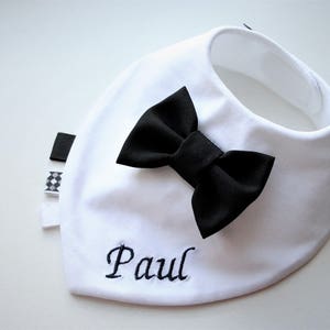 Personalized baby bib removable bow tie , Embroidery bib , Baptism bib , bow tie bib , boy christening gift ,  baby shower gift for newborn