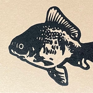 Inspired by nature: “Goldfish” postcard, original art handmade linocut print