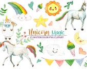 Unicorn PNG | Unicorn Watercolor Clipart, Unicorn Sublimation, Instant Download, Candy Color PNG