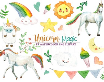 Unicorn PNG | Unicorn Watercolor Clipart, Unicorn Sublimation, Instant Download, Candy Color PNG