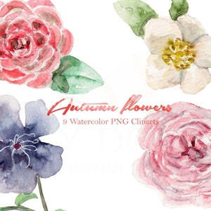 Fall Watercolor Clipart Autumn Floral Flowers Digital Download | Etsy