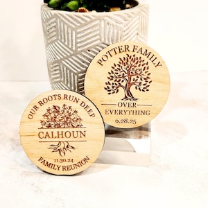 Family Reunion Our Roots Run Deep Round Favor Magnets Wooden Circle Magnets