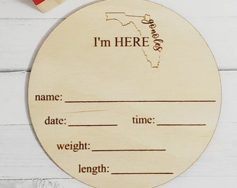 Go Noles Florida State Birth Announcement Baby Milestone Photo Marker Photo Prop Wooden Round Discs
