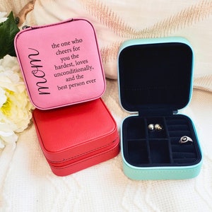 Mothers Day Jewelry Box Leather Engraved Jewelry Box Mom Gift Birthday Gift Bridesmaid Gift Gift For Her Gift For Mom Travel Jewelry Case