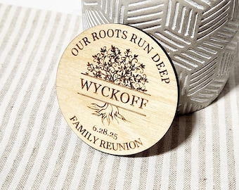 Family Reunion Our Roots Run Deep Round Favor Magnets Wooden Circle Magnets