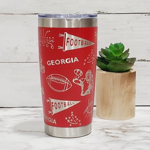 College Football Tumbler Clemson Football Season Clemson Tigers UGA Dawgs Go Team Tumbler Water Bottle Sports Coffee Tumbler Alabama Tumbler