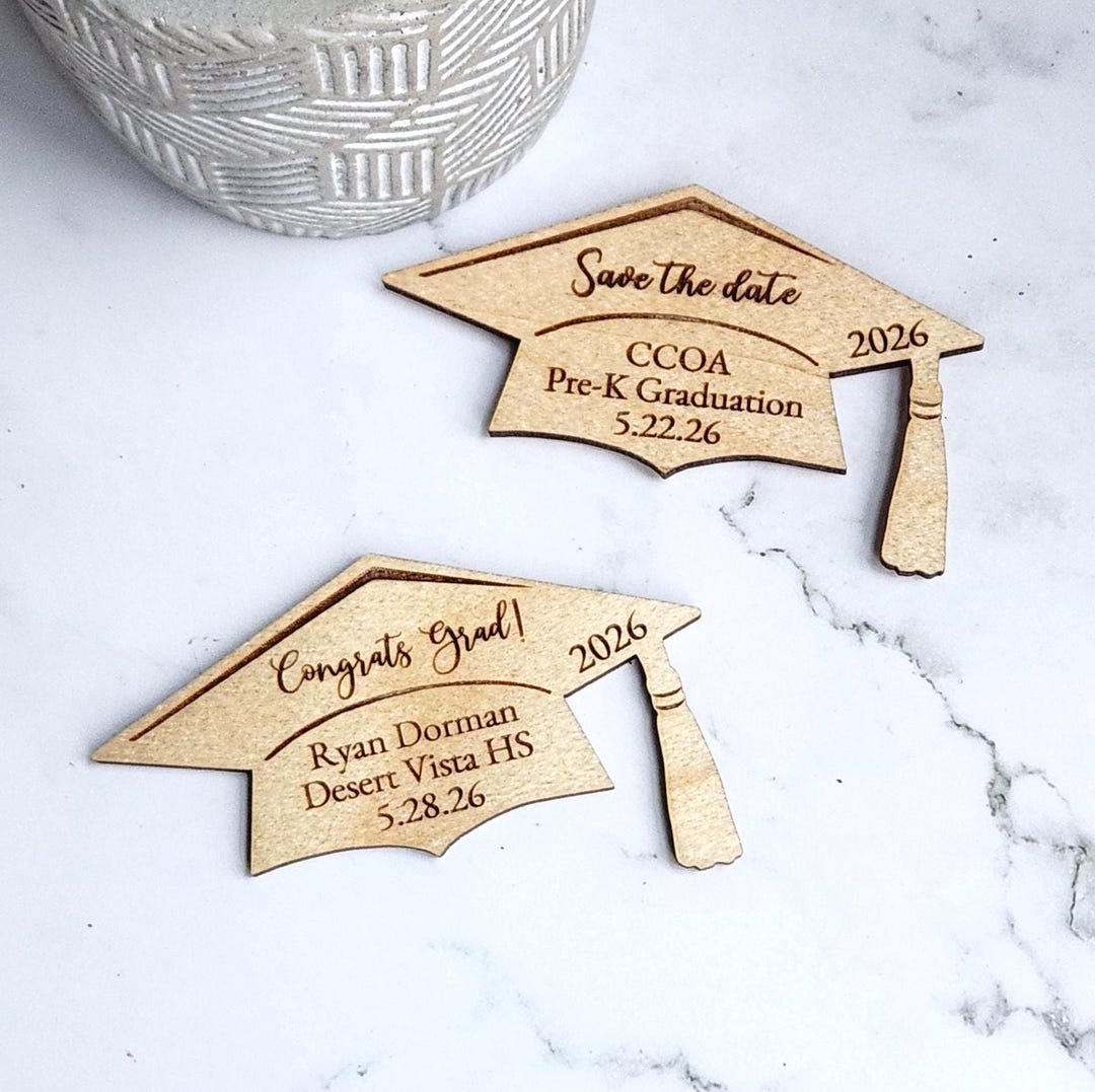 Wooden Engraved Graduation Cap Magnet Party Favor Save the Date - Etsy