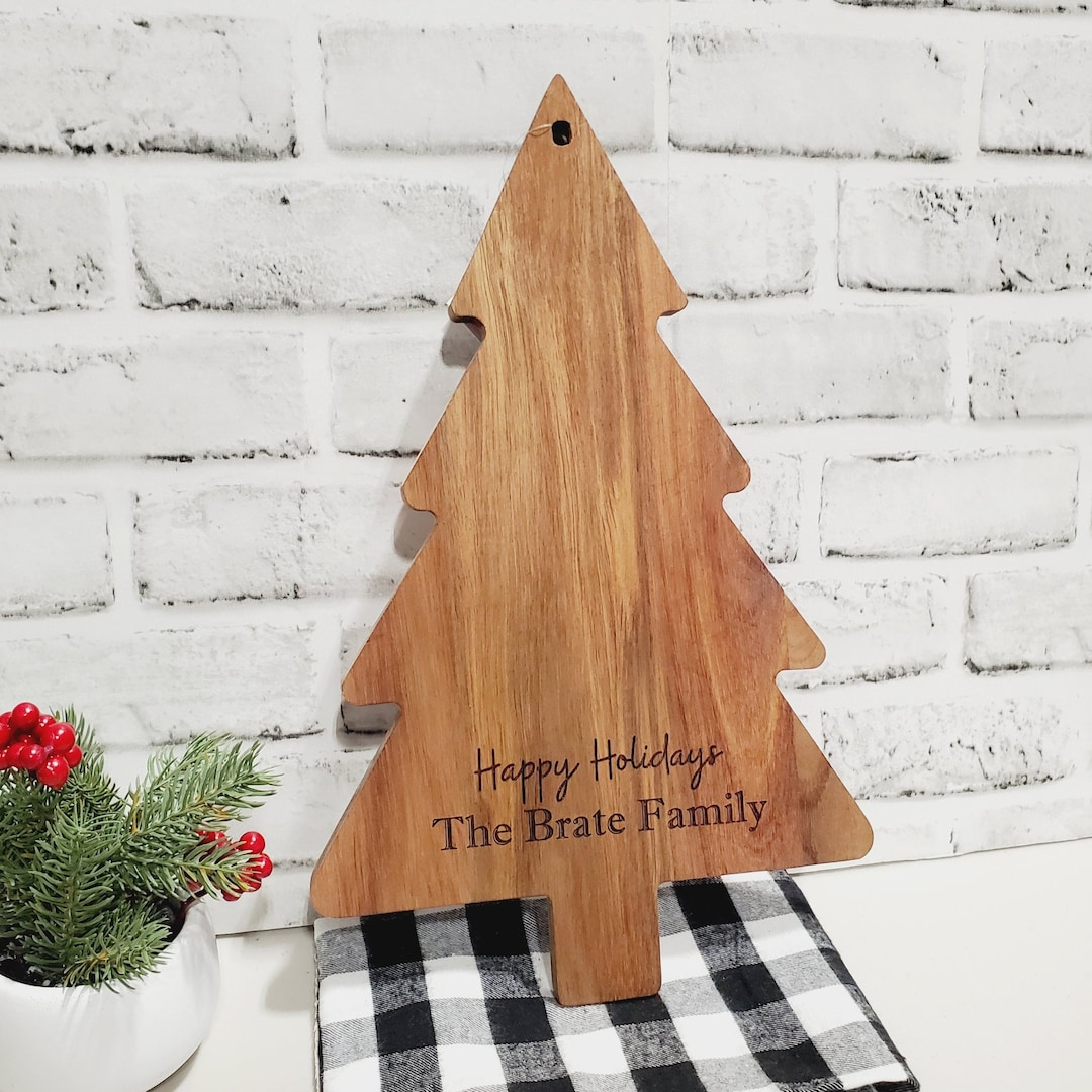 Personalized Christmas Tree Cutting Board Serving Board Etsy