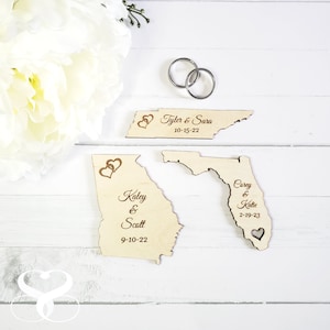 State Wedding Favor Magnets Wooden State Magnets Wedding Gifts Wedding Day Gifts Newlywed Gifts Wedding Favors Budget Wedding Bridal Gifts