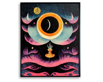 Psychedelic Moon Tarot Art Print