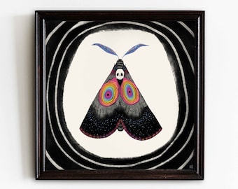 Rainbow Skull Moth Art Print