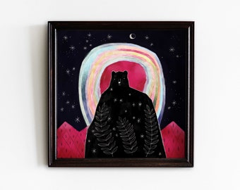 Bear Rainbow Mountains Art Print