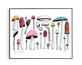 Watercolor Mushroom Art Print