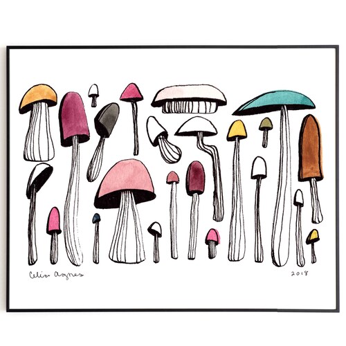 Watercolor Mushroom Art Print Etsy