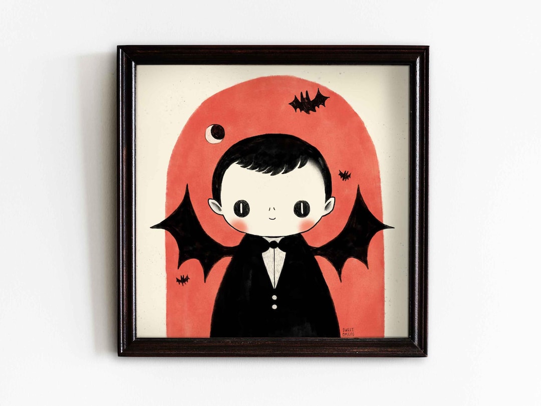 Gothic Vampire Boy Art Print – Spooky Wall Decor - Etsy