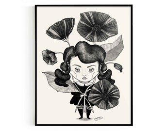 Poppy Flower Girl Print