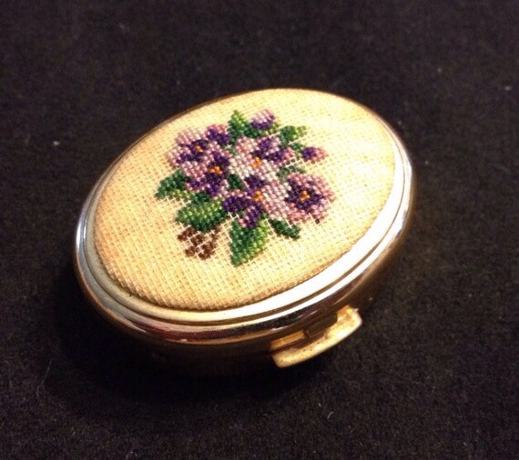 Items similar to Vintage Antique German Floral Needlepoint Brass ...