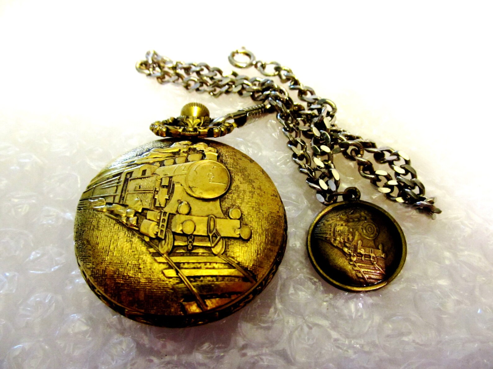 Antique Gold Majestron Quartz Railroad Train Pocket Watch Etsy