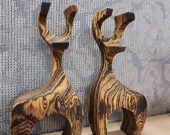 Abstract Heirloom Scandinavian Wooden Deer - Customize Your Family